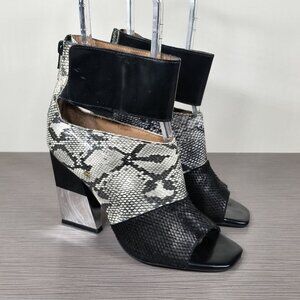 Jeffrey Campbell Block Heel Sandals, Snakeskin & Patent Leather, Womens Size 8